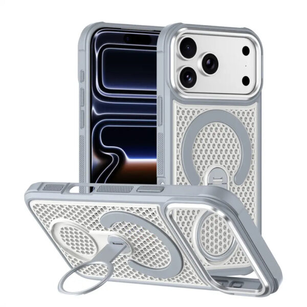 Premium Magnetic Stand Mesh Cooling Case for iPhone